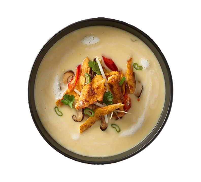 Tom Kha Gai Suppe mit THE GREEN MOUNTAIN Geschnetzeltem